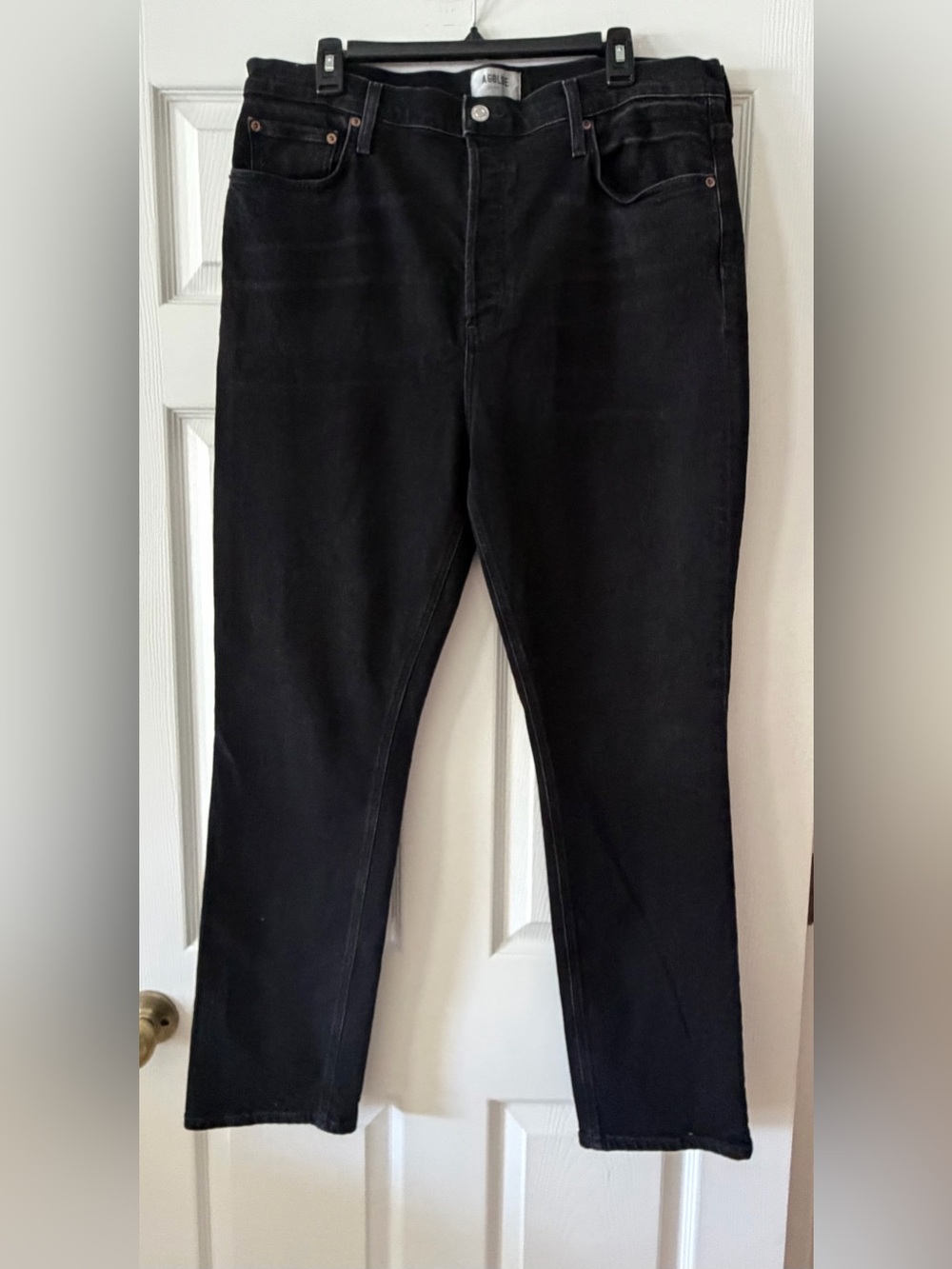 AGOLDE Freya Ultra High Rise Slim Jeans in Hush (Washed Black) - Size 34